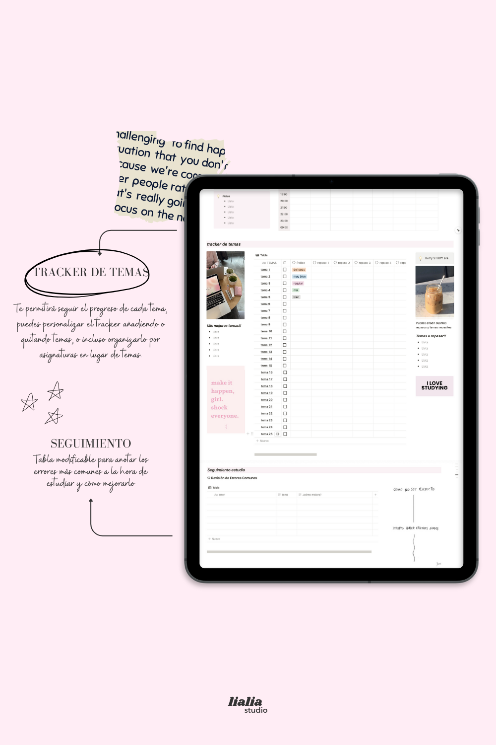 "Study space" notion planner