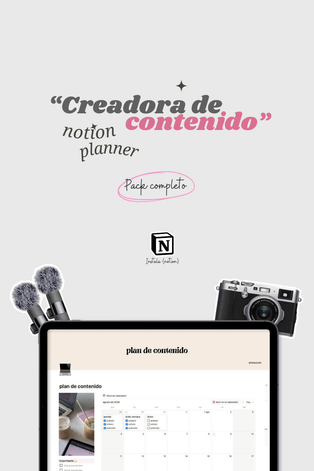 "Creadora de contenido" notion planner