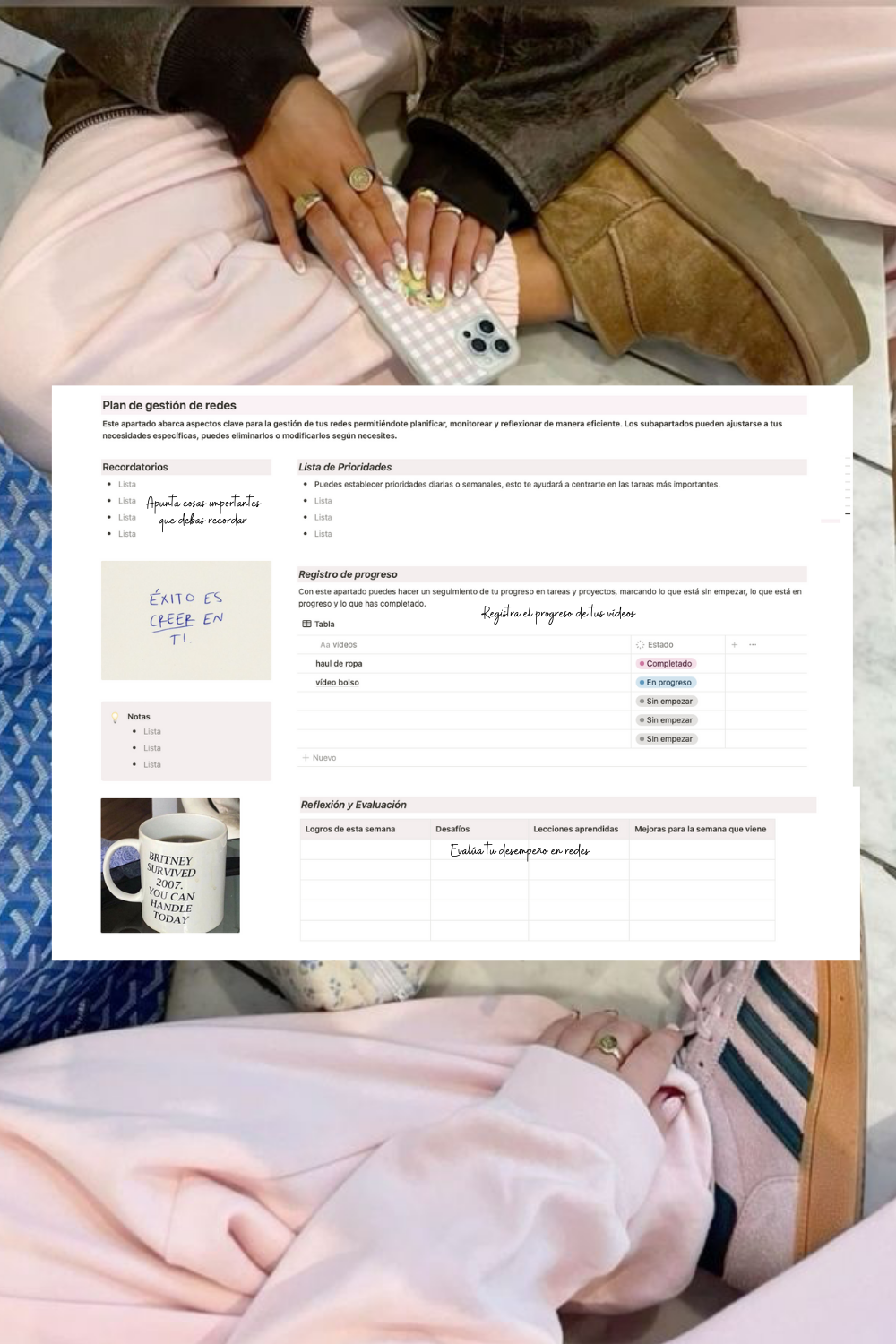 "Creadora de contenido"  notion planner