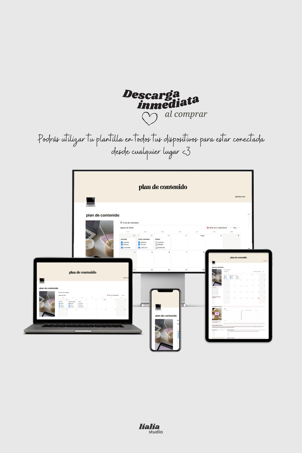 "Creadora de contenido"  notion planner