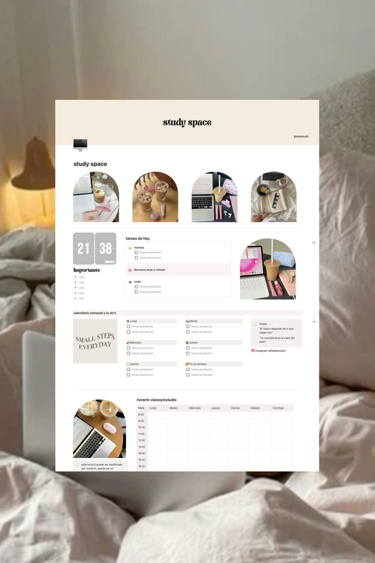 "Study space" notion planner