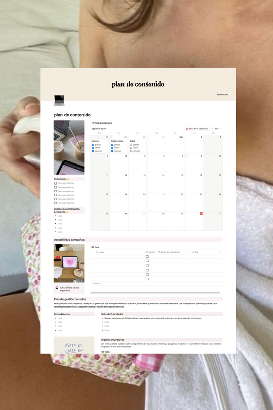 "Creadora de contenido"  notion planner